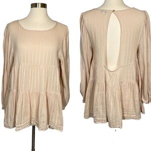 American Eagle Outfitter Peachy/Oatmeal Babydoll Top Open Back Sz S